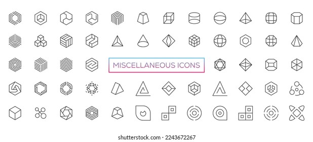 Miscellaneous icons- thin line web icon set. Outline icons collection. Simple vector illustration