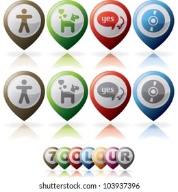 Miscellaneous internet (web) icons set, pictured here from left to right: Man, Dog, Communication, CD-ROM