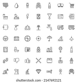 Miscellaneous line icons set. linear style symbols collection, outline signs pack. Universal vector graphics. Set includes icon as electronics, shopping, commerce, education, travel, industry business