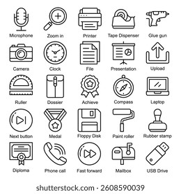 miscellaneous outlined icon set vector