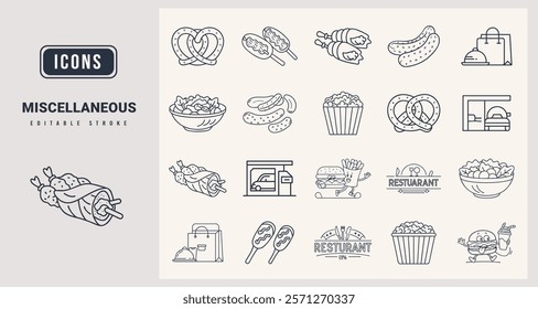 Miscellaneous Rood Icons set. vector illustration in modern thin line style of Miscellaneous food icons.