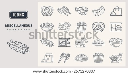 Miscellaneous Rood Icons set. vector illustration in modern thin line style of Miscellaneous food icons.