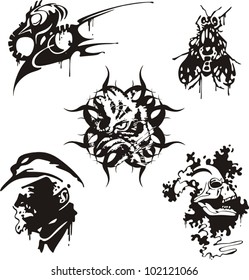 Miscellaneous rough sketches for design. Vector set.