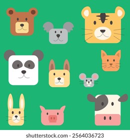 Miscellaneous set of square animal on vector