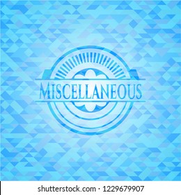Miscellaneous sky blue emblem with mosaic ecological style background