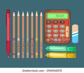 Miscellaneous stationery. Set of vector images 