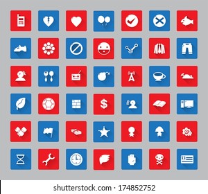 miscellaneous symbol icon set square frame  and long shadow for web and mobile #03