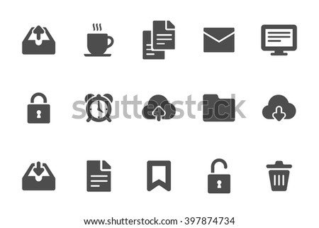 Miscellaneous technology and office icons black