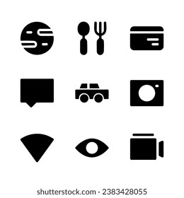 miscellaneous vector icon set, item icon set. camera, spoon, card, etc.