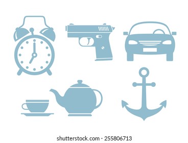 Miscellaneous vector icons on white background