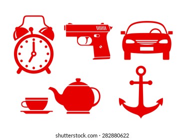 Miscellaneous vector icons on white background