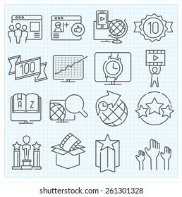 Miscellaneous vector thin line icons set