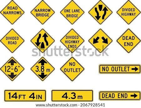 Miscellaneous Warning Signs, road signs, bridge or culvert having a
roadway clearance less than the width of the approach travel lanes.