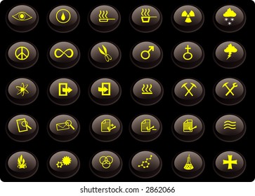 miscellaneous yellow and black buttons