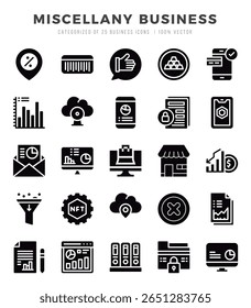 Miscellany Business Icon Pack 25 Vector Symbols for Web Design.