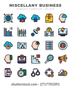 Conjunto de iconos de negocios misceláneos. Ilustración vectorial.