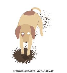 Perros lindos maliciosos coloreaban el vector plano al estilo de las caricaturas. Ilustración de color perro excavador aislada en fondo blanco. Colección de mascotas lindas.