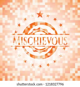 Mischievous abstract orange mosaic emblem