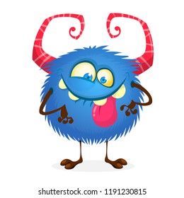 Mischievous cartoon monster character. Vector stock illustration