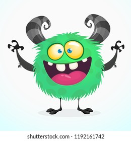 Mischievous cartoon monster character. Vector stock illustration