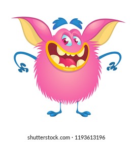 Mischievous cartoon monster character. Vector stock illustration