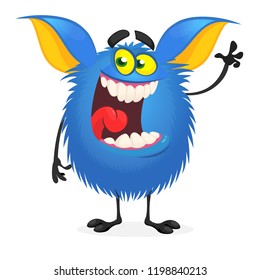 Mischievous cartoon monster character. Vector stock illustration