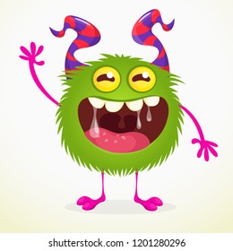 Mischievous cartoon monster character. Vector stock illustration