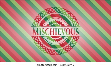 Mischievous christmas badge. Vector Illustration. Detailed.