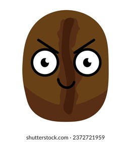 Mischievous coffee bean on white background