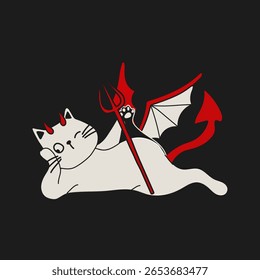 Mischievous Demon Cat with Horns and Wings