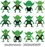 Mischievous Green Goblin Vector Illustration