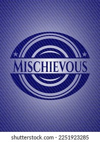 Mischievous jean or denim emblem or badge background. Vector Illustration. Detailed. 