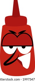 Mischievous ketchup, illustration, on a white background.