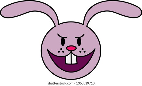 Mischievous Looking Pink Bunny with a Big Grin