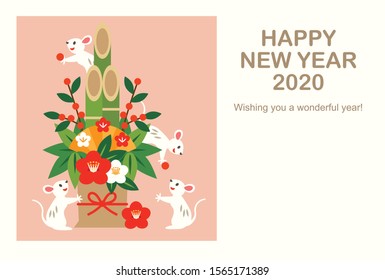 Mischievous mice & Japanese traditional new year's decoration
