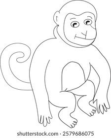 Mischievous Monkey vector design, featuring playful expression, agile limbs, and tropical charm. Perfect for jungle-inspired designs, children's illustrations, and fun, adventurous artwork.