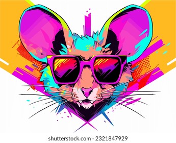 A mischievous mouse wearing dark sunglasses and peeking out