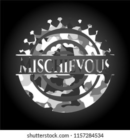 Mischievous on grey camouflage texture