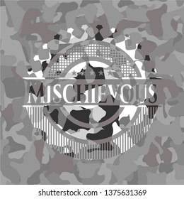 Mischievous on grey camouflage texture
