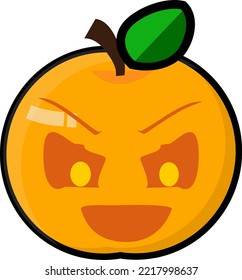 Mischievous Orange emoticon. vector icon symbol