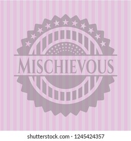 Mischievous pink emblem. Vintage.