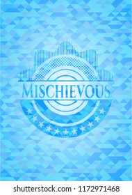 Mischievous realistic sky blue mosaic emblem