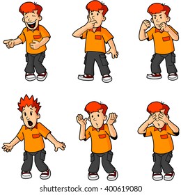 A mischievous red-haired boy. Gestures and emotions.