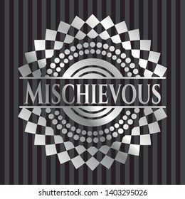 Mischievous silver emblem or badge. Vector Illustration. Mosaic.