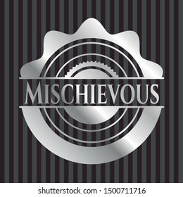 Mischievous silver shiny emblem]. Vector Illustration. Mosaic.