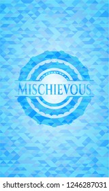 Mischievous sky blue mosaic emblem