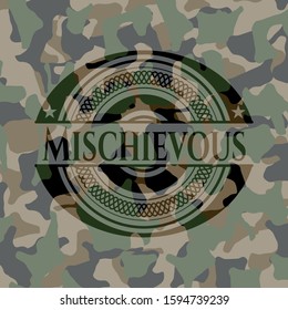 Mischievous written on a camouflage texture. Vector Illustration. Detailed.