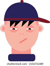 Mischivieous boy with hat, illustration, vector on a white background.