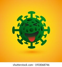 Mischivious Coronavirus Emoji -  Emoticon on Yellow Background - Vector Design