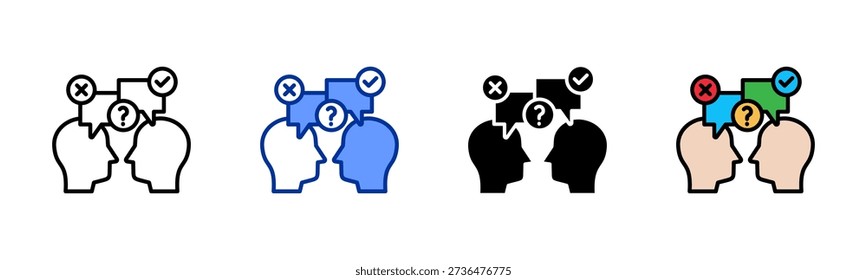 Miscommunication icon set multiple style collection
